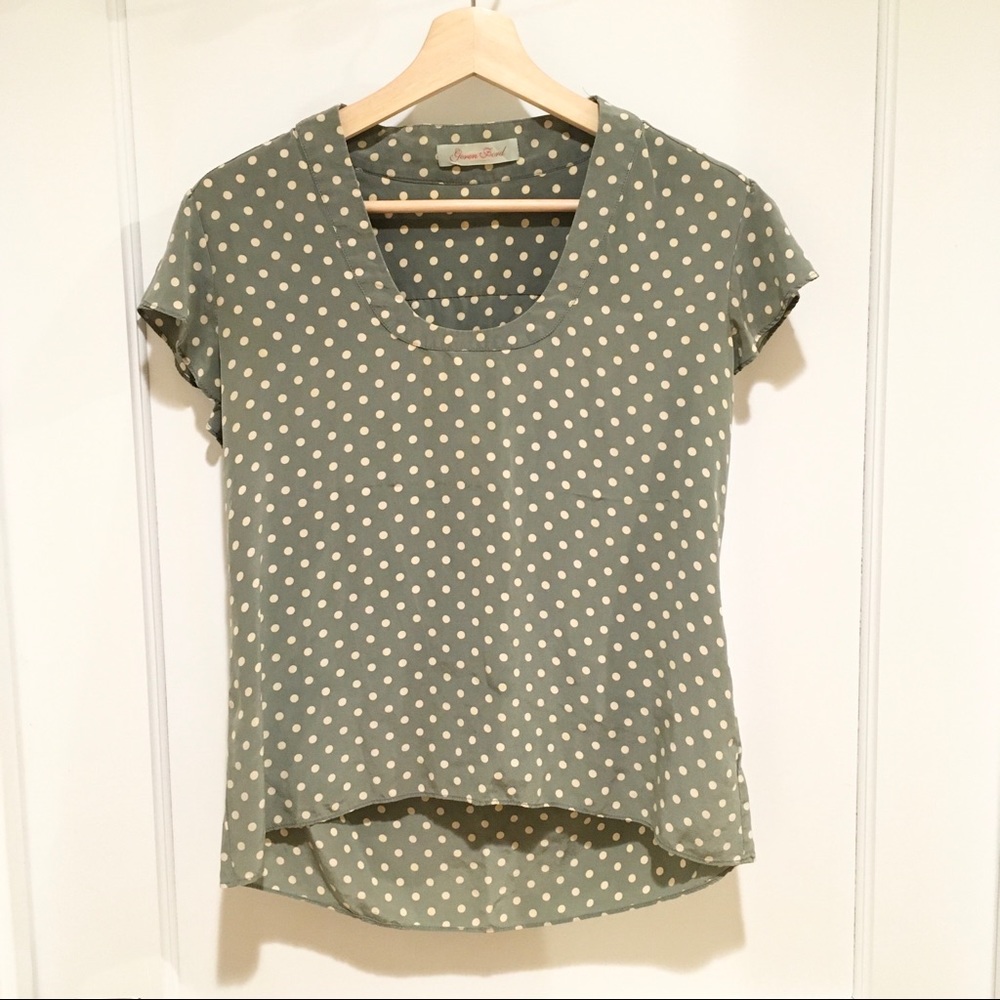 ⭐️ Geren Ford Polka Dot Silk Scoop Neck Tee Medium